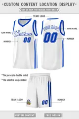 White Royal Classic Sets Basketball Uniform Jersey 2