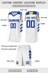 White Royal Classic Sets Basketball Uniform Jersey 2