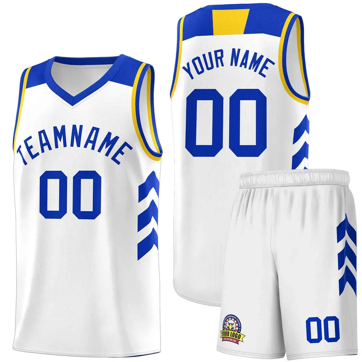 White Royal Classic Sets Basketball Uniform Jersey