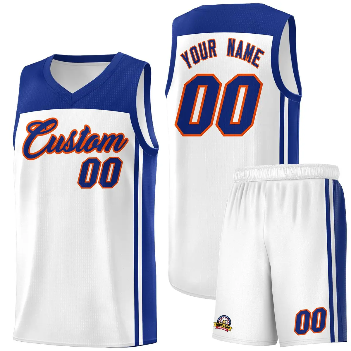 White Royal Classic Sets Basketball Uniform Jersey