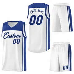 White Royal Classic Sets Basketball Uniform Jersey 6