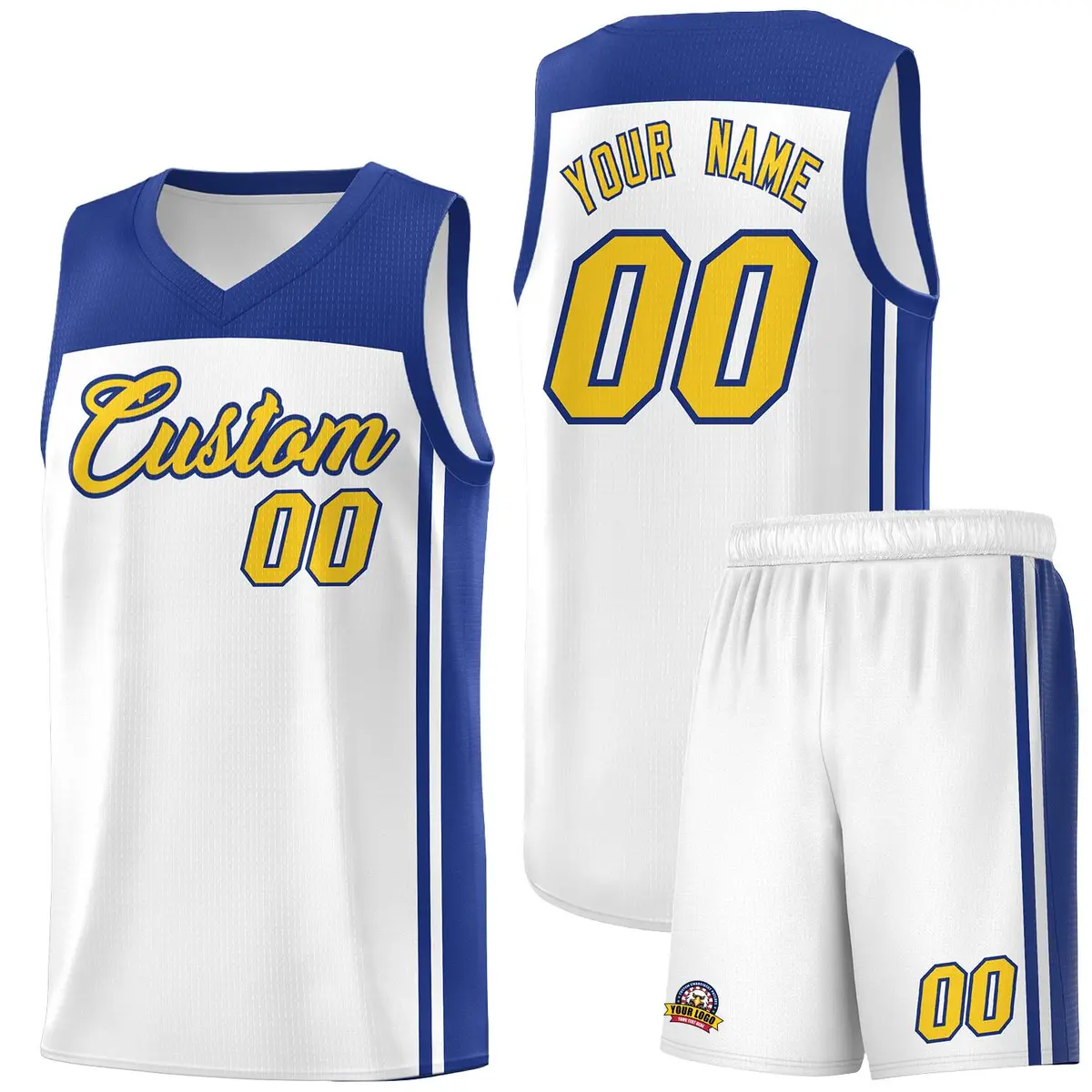 White Royal Classic Sets Basketball Uniform Jersey
