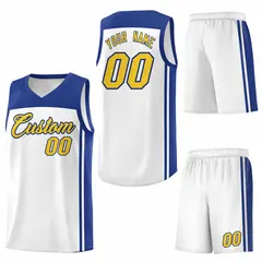 White Royal Classic Sets Basketball Uniform Jersey 6