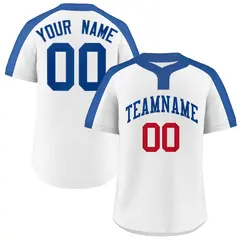 White Royal Classic Style Striped Two-Button Softball Jersey