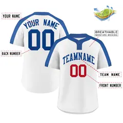 White Royal Classic Style Striped Two-Button Softball Jersey 2