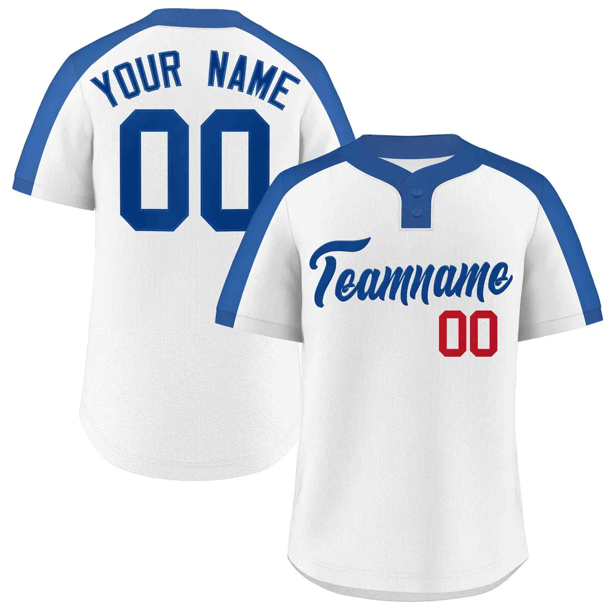 White Royal Classic Style Striped Two-Button Softball Jersey