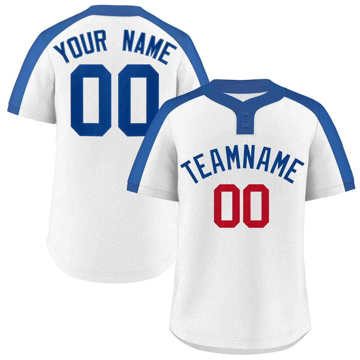 White Royal Classic Style Striped Two-Button Softball Jersey