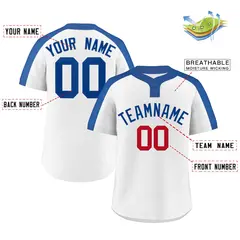 White Royal Classic Style Striped Two-Button Softball Jersey 2