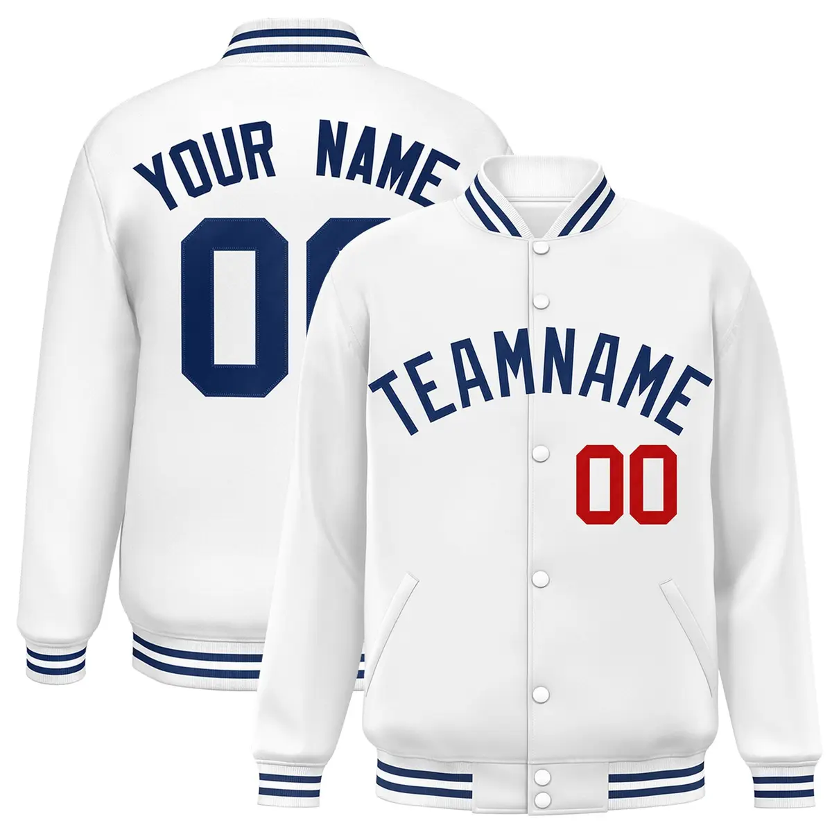 White Royal Classic Style Varsity Full-Snap Letterman Jacket