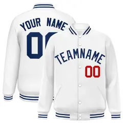 White Royal Classic Style Varsity Full-Snap Letterman Jacket