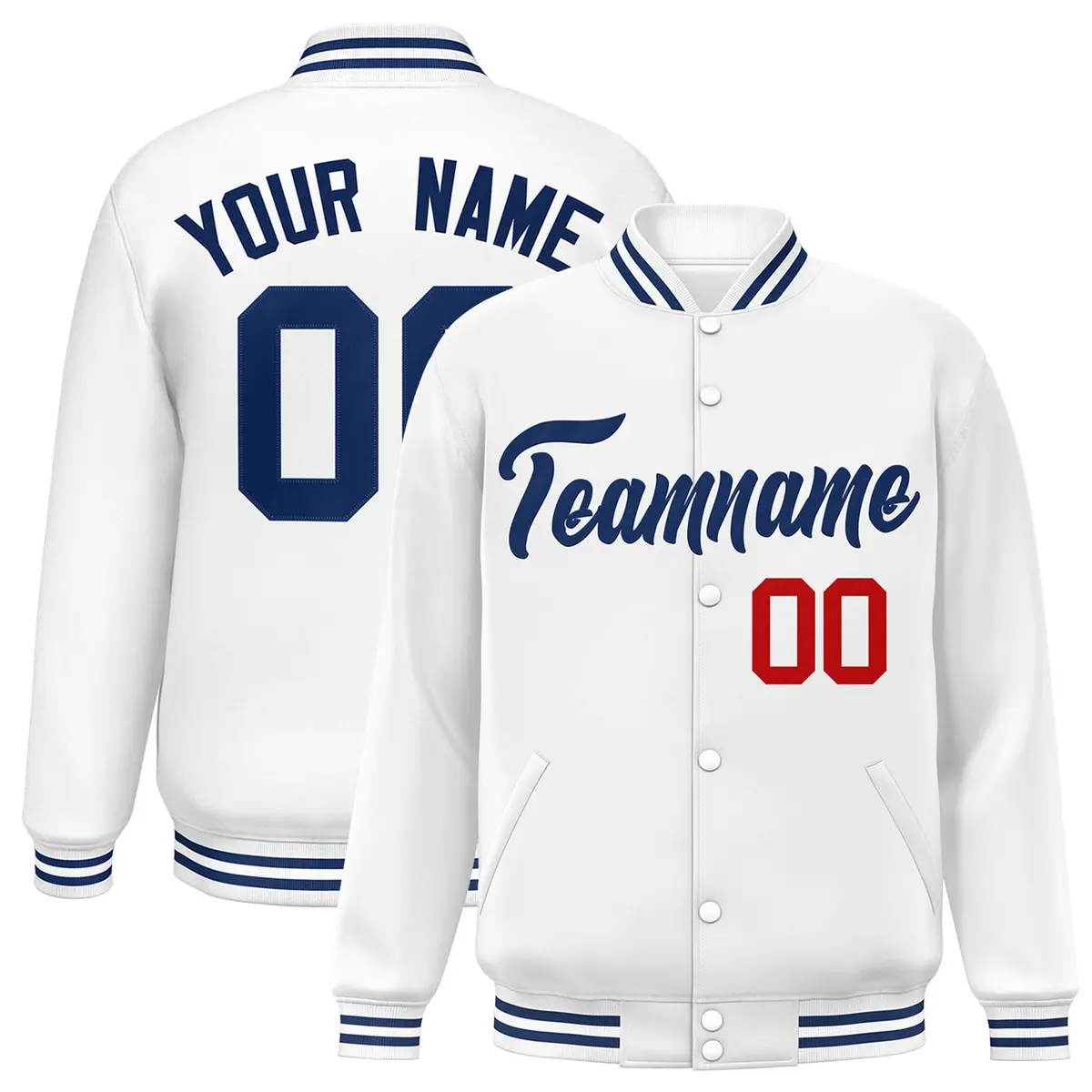 White Royal Classic Style Varsity Full-Snap Letterman Jacket