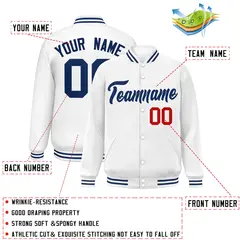 White Royal Classic Style Varsity Full-Snap Letterman Jacket 2
