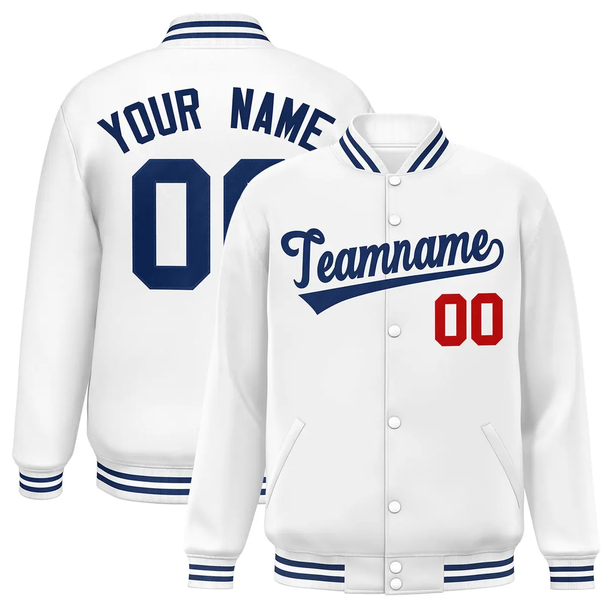 White Royal Classic Style Varsity Full-Snap Letterman Jacket