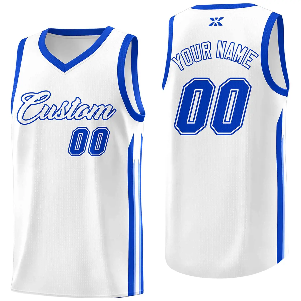 White Royal Classic Tops Mesh Basketball Jersey