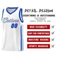 White Royal Classic Tops Mesh Basketball Jersey 4