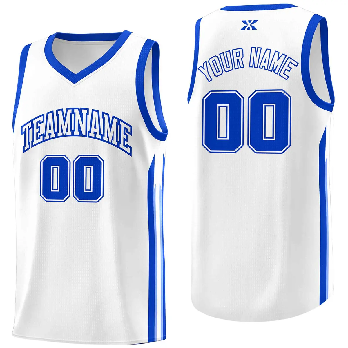 White Royal Classic Tops Mesh Bull Basketball Jersey