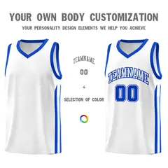 White Royal Classic Tops Mesh Bull Basketball Jersey 3