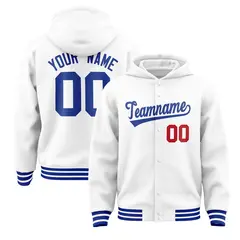 White Royal Classic Varsity Letterman Jacket Hoodie
