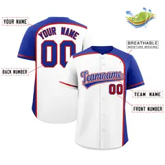 White Royal Color Block Authentic Baseball Jersey 2