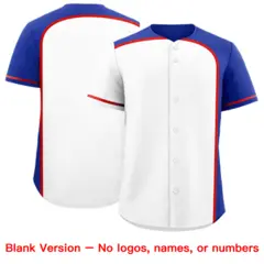 White Royal Color Block Authentic Baseball Jersey 7