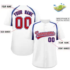 White Royal Color Block Authentic Baseball Jersey 2