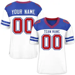 White Royal Color Block Authentic Football Jersey 1