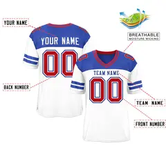 White Royal Color Block Authentic Football Jersey 2