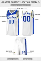 White Royal Color Block Basketball Team Jersey 2