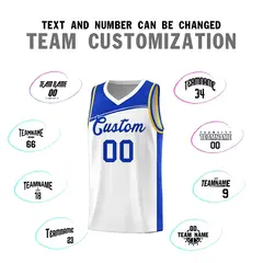 White Royal Color Block Basketball Team Jersey 3