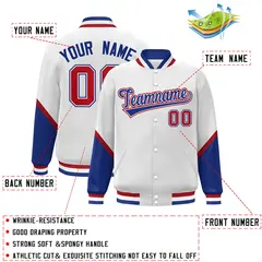 White Royal Color Block Varsity Letterman Baseball Jacket 2