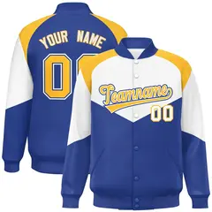 White Royal Color Block Varsity Letterman Jacket 1