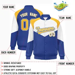 White Royal Color Block Varsity Letterman Jacket 2