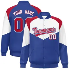 White Royal Color Block Varsity Letterman Jacket 1