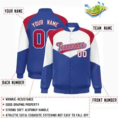 White Royal Color Block Varsity Letterman Jacket 2