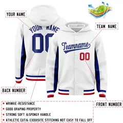 White Royal Color Block Varsity Letterman Jacket Hoodie 4