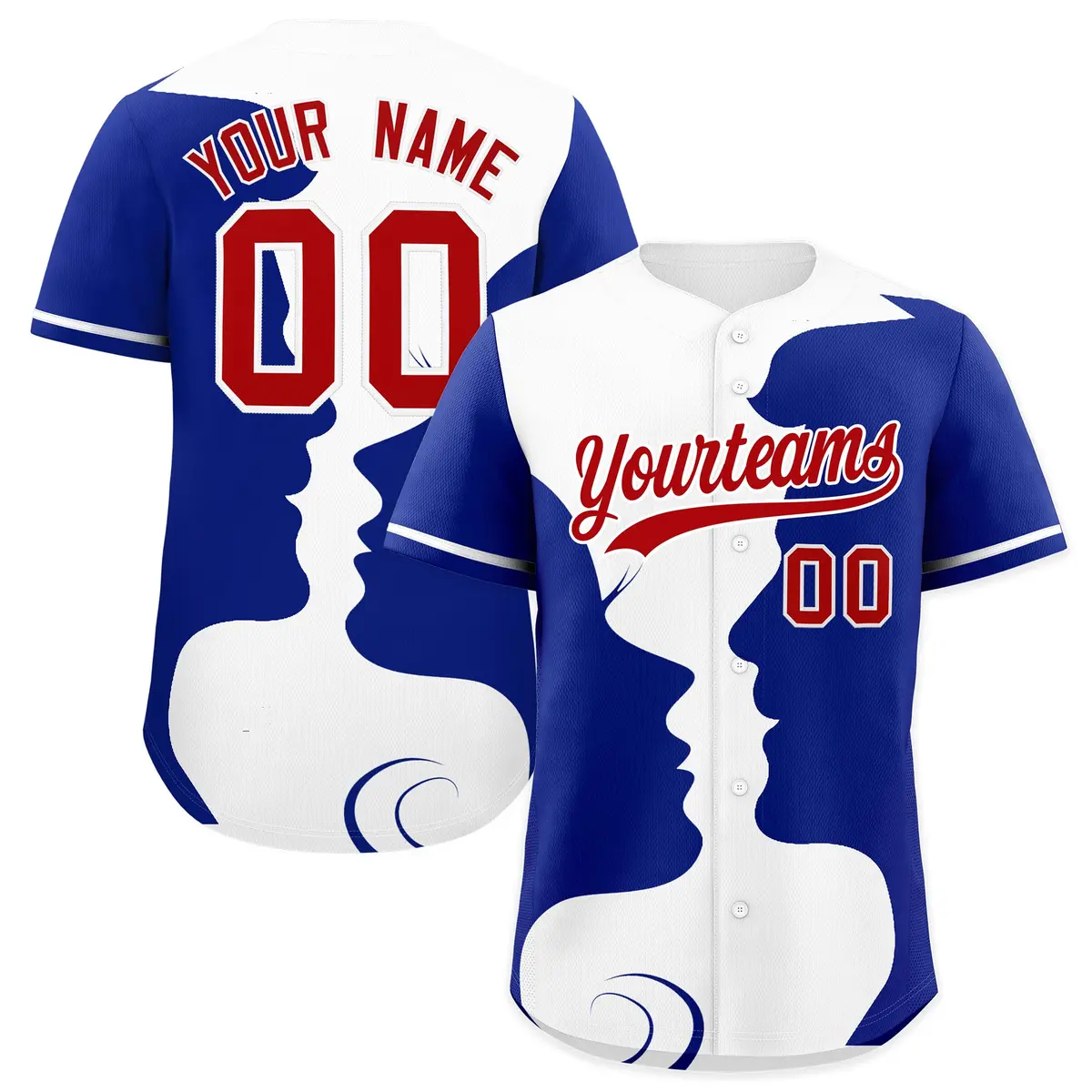 White Royal Couple Silhouettes Valentine's Day Baseball Jersey