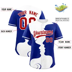 White Royal Couple Silhouettes Valentine's Day Baseball Jersey 3