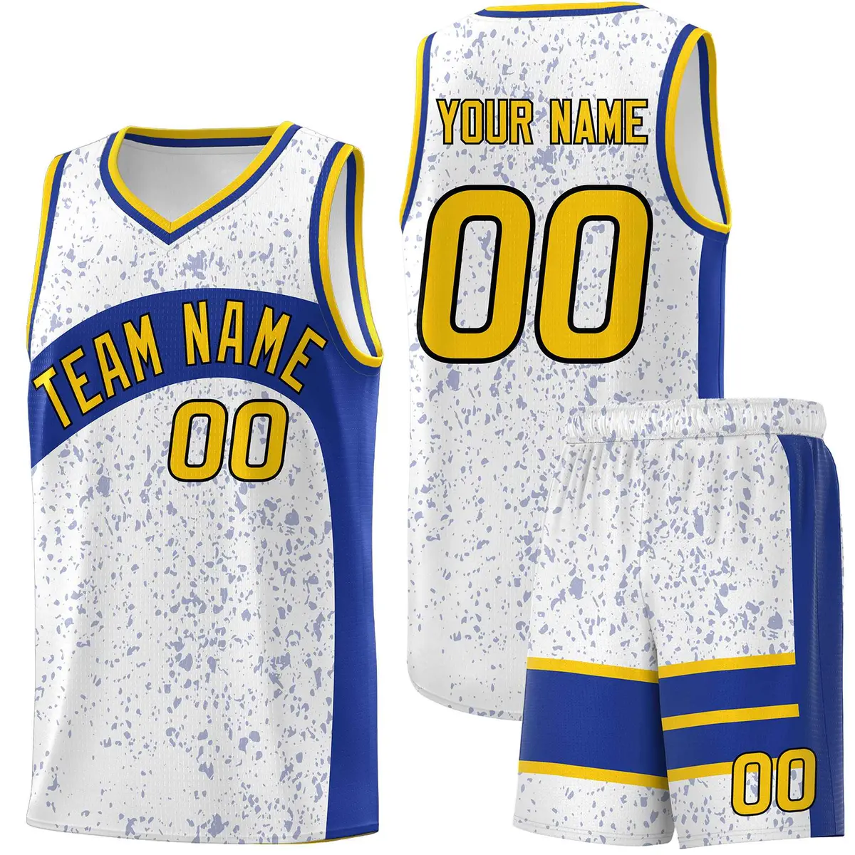 White Royal Dot Graffiti Irregular Pattern Basketball Jersey
