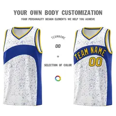White Royal Dot Graffiti Irregular Pattern Basketball Jersey 3