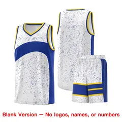 White Royal Dot Graffiti Irregular Pattern Basketball Jersey 7