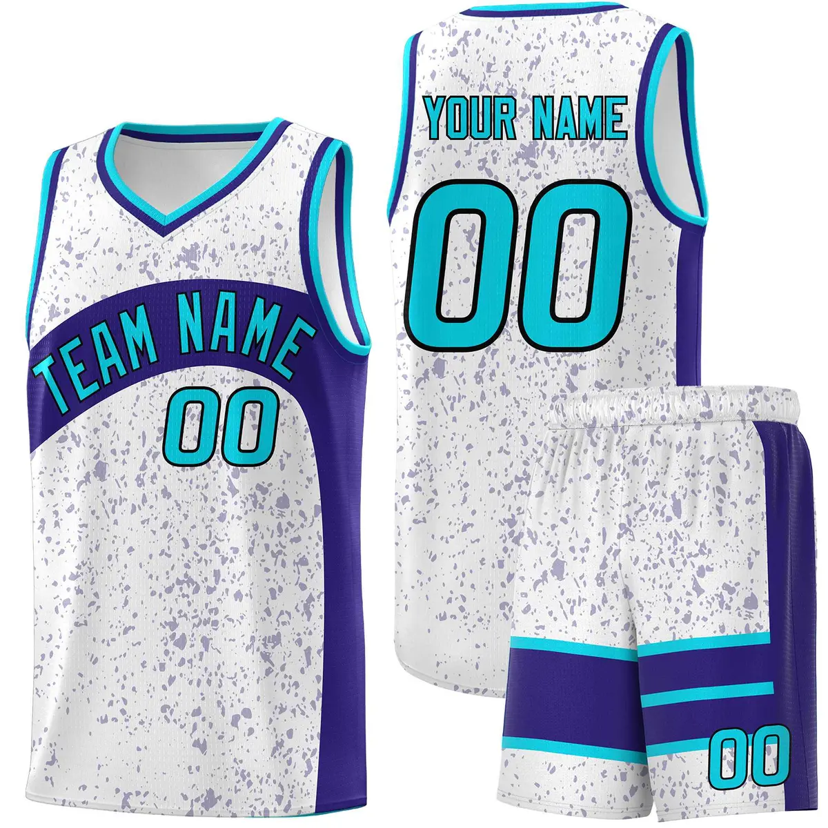 White Royal Dot Graffiti Irregular Pattern Basketball Jersey