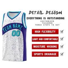 White Royal Dot Graffiti Irregular Pattern Basketball Jersey 2