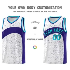White Royal Dot Graffiti Irregular Pattern Basketball Jersey 3