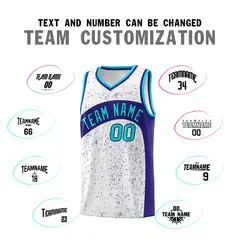 White Royal Dot Graffiti Irregular Pattern Basketball Jersey 4