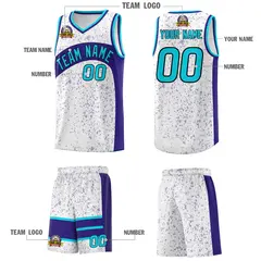 White Royal Dot Graffiti Irregular Pattern Basketball Jersey 5