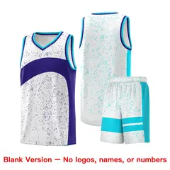 White Royal Dot Graffiti Irregular Pattern Basketball Jersey 7