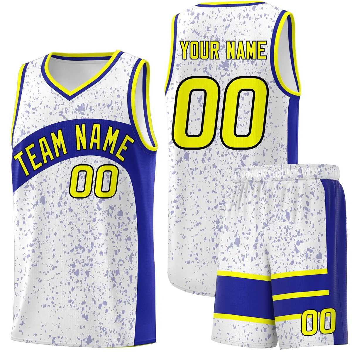 White Royal Dot Graffiti Irregular Pattern Basketball Jersey