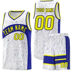 White Royal Dot Graffiti Irregular Pattern Basketball Jersey 1