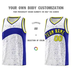 White Royal Dot Graffiti Irregular Pattern Basketball Jersey 3