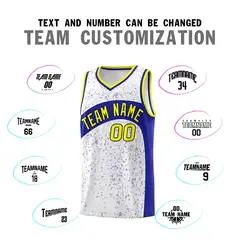 White Royal Dot Graffiti Irregular Pattern Basketball Jersey 4